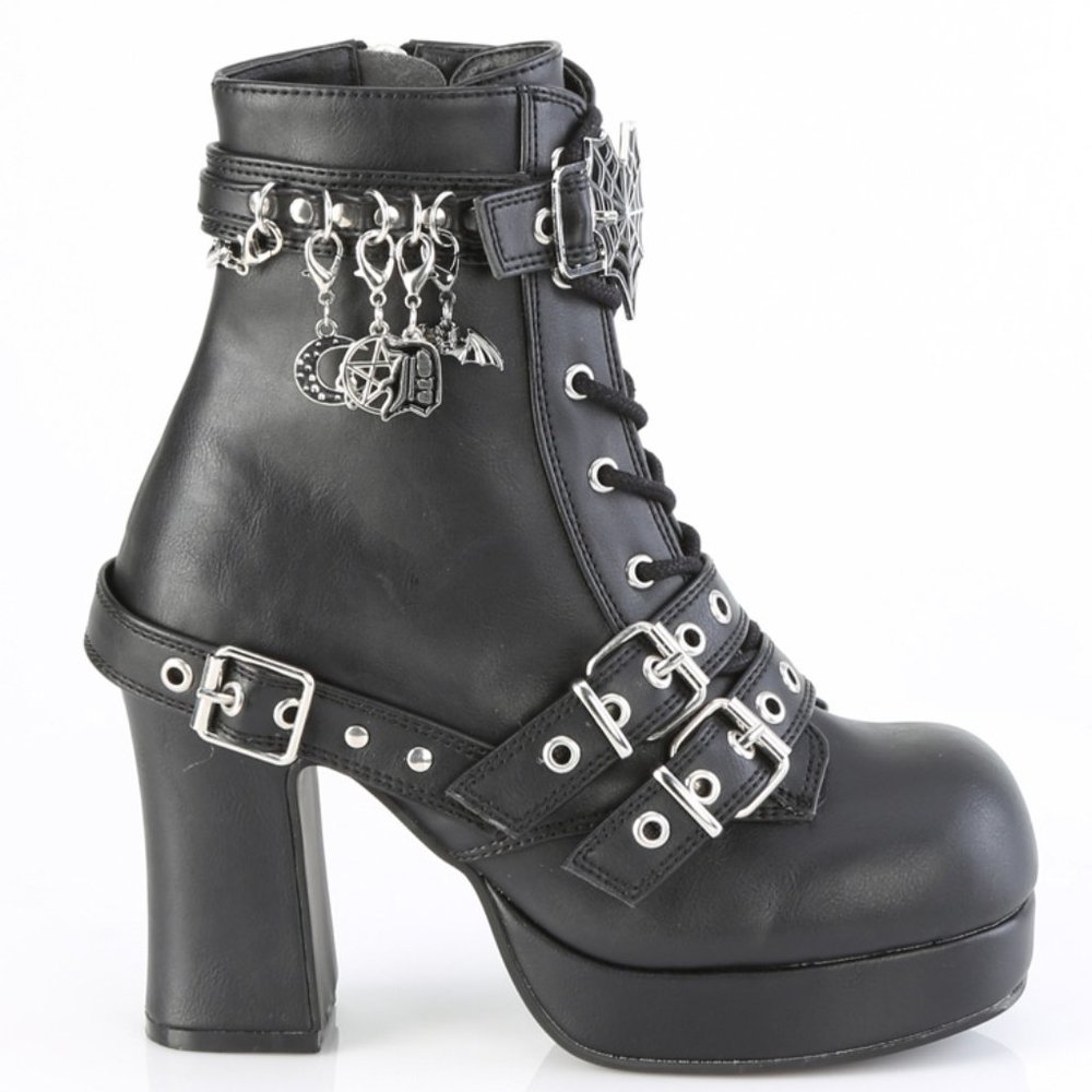 Goth Platform Heel Heart Lace Up Ankle Boots